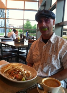 Chris DeMay in the "lime light" with fish tacos